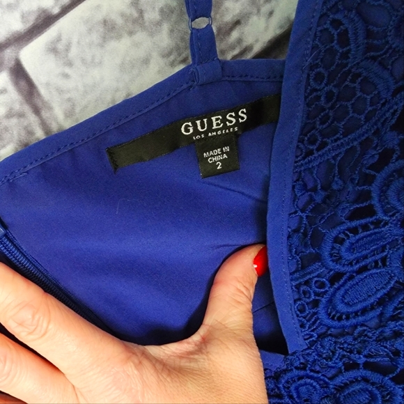 Guess Blue Lace Cocktail Dress - 2 - Picture 3 of 5